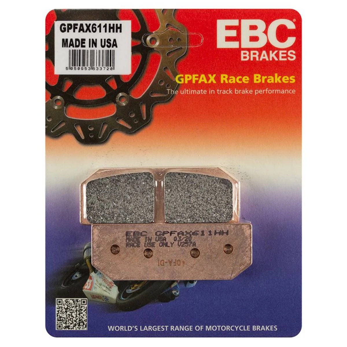EBC Brakes GPFAX Sintered Road Race Brake Pads Front - GPFAX611HH - for Brembo XA3J7F0 / XA3J7F1, XB6E510 / XB6E511, XA8D1E0 / XA8D1E1, XB9L2A0 / XB9L2A1 and Talos X80 and X75 Calipers EBC Brakes GPFAX Sintered Road Race Brake Pads Front - GPFAX611HH - for Brembo XA3J7F0 / XA3J7F1, XB6E510 / XB6E511, XA8D1E0 / XA8D1E1, XB9L2A0 / XB9L2A1 and Talos X80 and X75 Calipers